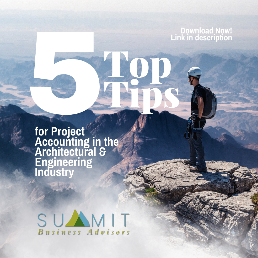 cover of ebook, man climbing summit of mountain, headline, "5 Top Tips for Project Accounting"